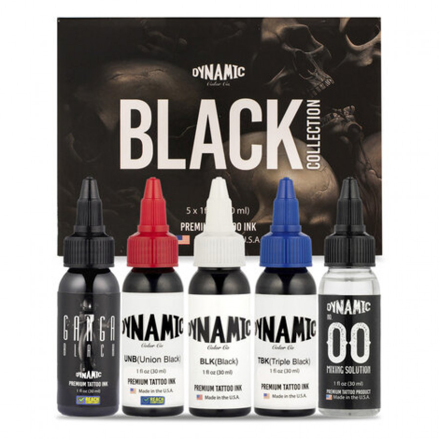 Тату краска Dynamic Colors Black Collection Color Set (4 пигмента + разбавитель) 30 мл